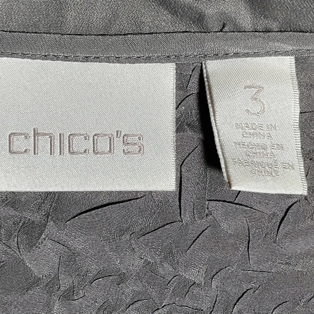 Chicos Textured Crinkle Button Down Blouse Long Sleeve Blue Grey Size 3 Large XL - Picture 5 of 9